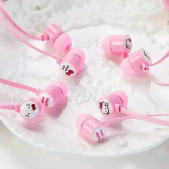 Милые розовые стереонаушники Hello Kitty с милым мультяшным рисунком 3 5 мм наушники