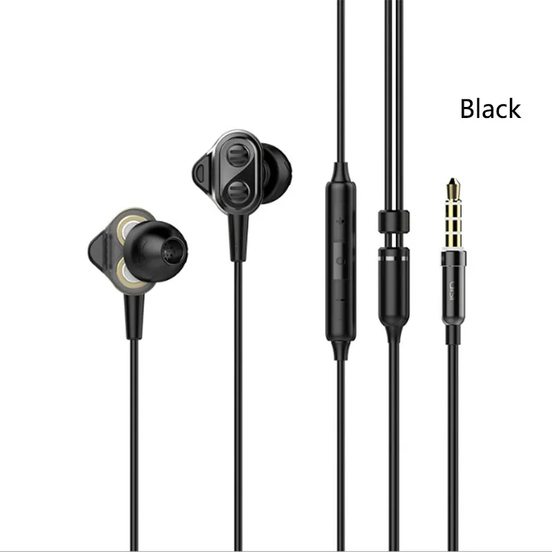 Новая оригинальная коробка UIISII DT800 2DD+ 2BA наушники HIFI шумоизоляция стерео монитор гарнитура с микрофоном наушники для мобильного телефона - Цвет: black