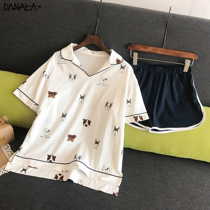 Nightwear-WH1 DANALA Сексуальная Хлопковая женская одежда для сна Летние Животные Принт мягкий короткий рукав женские пижамы Vogue домашняя ночная рубашка - Цвет: Nightwear-WH1