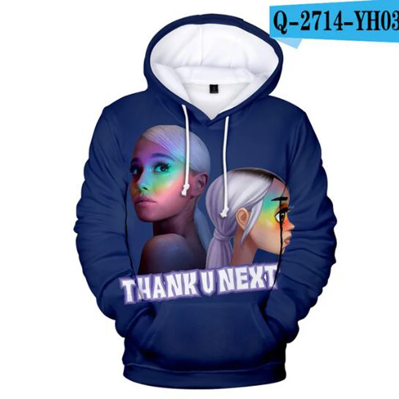 Женская толстовка с капюшоном Thank U Next длинным рукавом в стиле харадзюку худи 3D