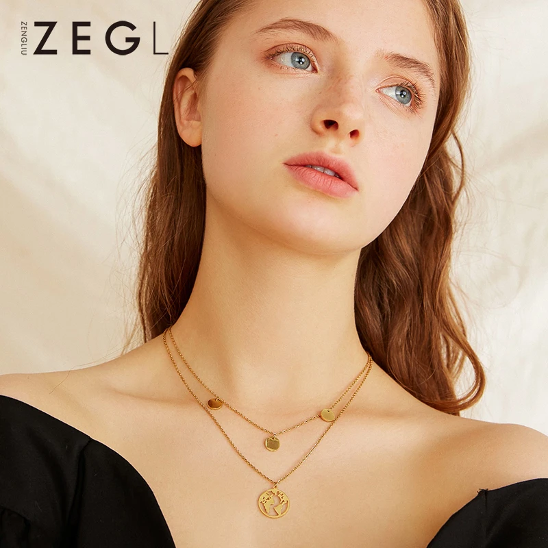 Женское Двухслойное ожерелье ZEGL многослойное из цепочек | Украшения и аксессуары