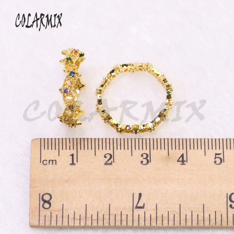 

8 Pcs Curve shape zircon tiny Crystal rings gold color metal zircon rings Elegant jewelry rings Wholesale jewelry gift5333