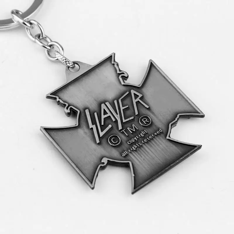

High Quality Slayer Logo Killer Thrash keychain Rock Band Vintage Key Chain Metal Keyrings Jewelry for Fans Souvenir Gifts