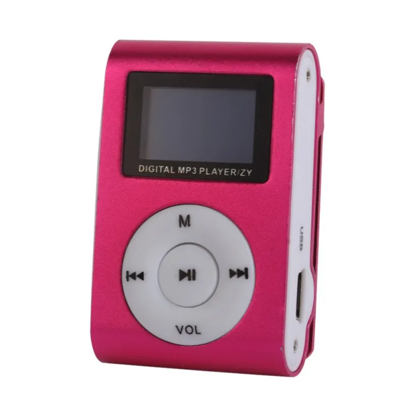 Стильный дизайн спортивный мини Mp3 USB Клип MP3-плеер ЖК-экран Поддержка SD TF карта Micro5 цветов