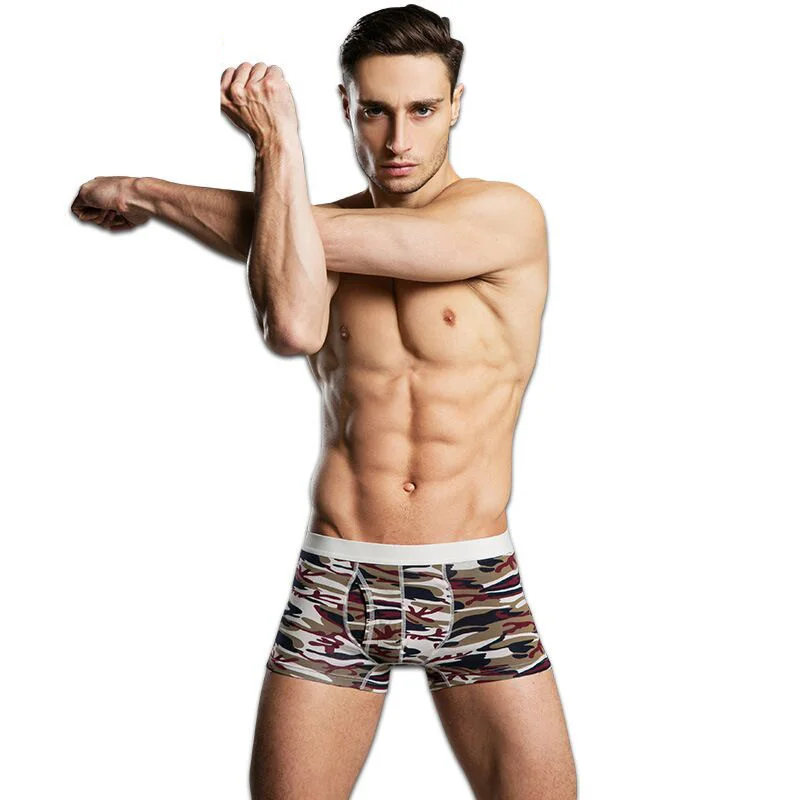 Cueca мужские боксеры камуфляжные трусы хлопковое нижнее белье шорты
