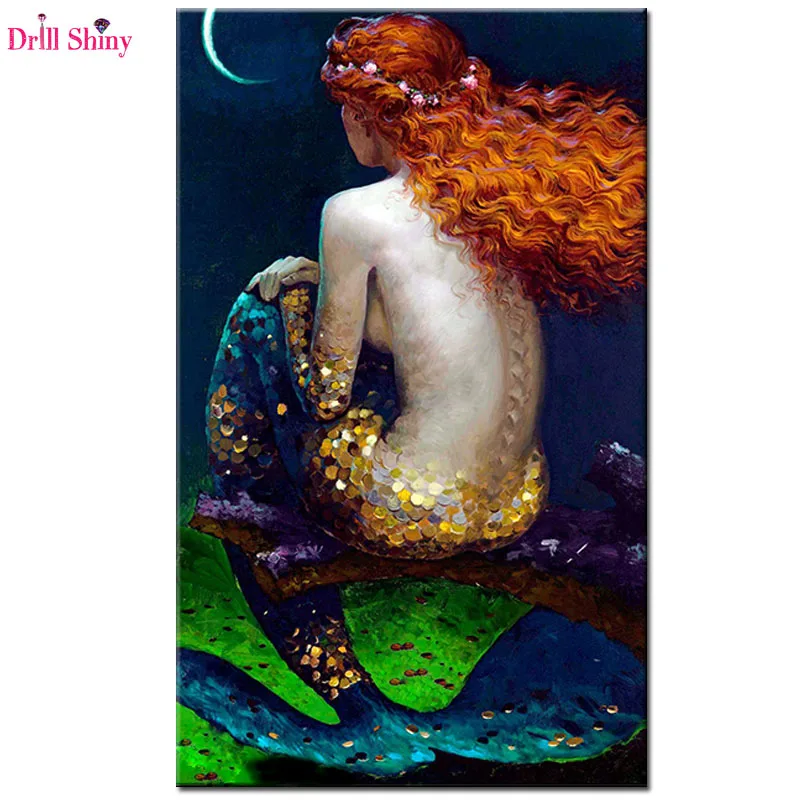

New 5D DIY Diamond Painting Crystal Cross Stitch Beautiful mermaid Needlework Diamond Mosaic Diamond Embroidery Home Decorative