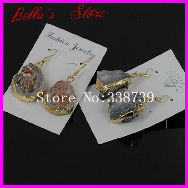 1 пара модных женских сережек крючков природного цвета друзы хрустальные висячие