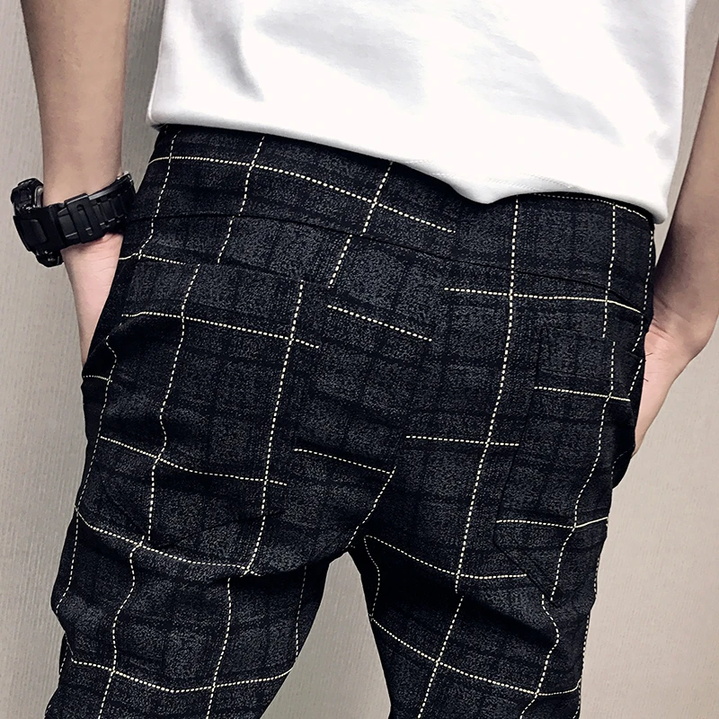 New Pants Men Slim Fit British Plaid Mens Fashion High Quality 2019 Summer Casual Young Man Hip Hop Trousers Male Hot Sale | Мужская