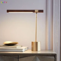 nordic desk lamp post modern wood grain simple copper plated model room bedroom bedside design table lamp
