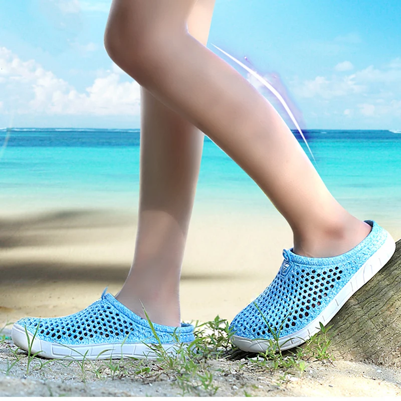 Летние женские слиперы пляжная обувь дышащие сетчатые и мужские сандалии