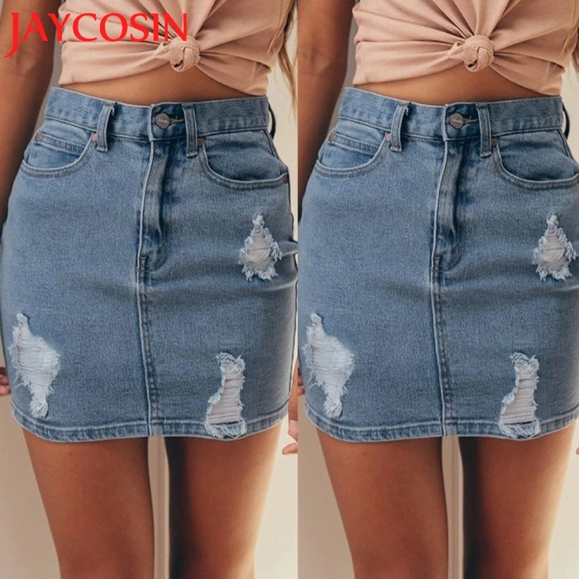 JAYCOSIN 2018 женские джинсы однотонные повседневные короткие юбки на пуговицах