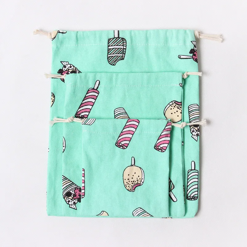 2016 Рождество мешок конфет Аквамарин синий лен хлопок drawstring Сумки для Чай сумка