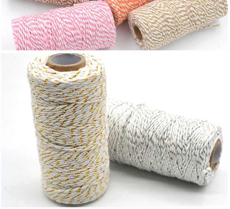 100 м/рулон 2ply Bakers Шпагат Веревка хлопок шнуры Веревка для дома Рождественский подарок ручной работы упаковка ремесла проекты DIY