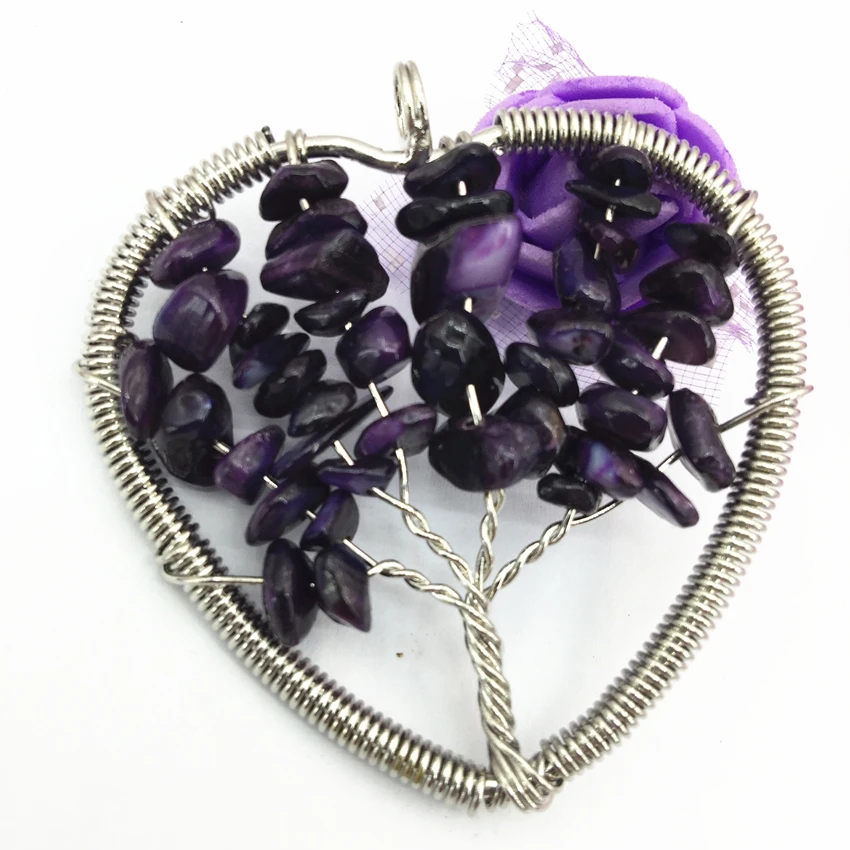 Нежная ручная работа нестандартная фиолетовая ракушка кулон в форме сердца для