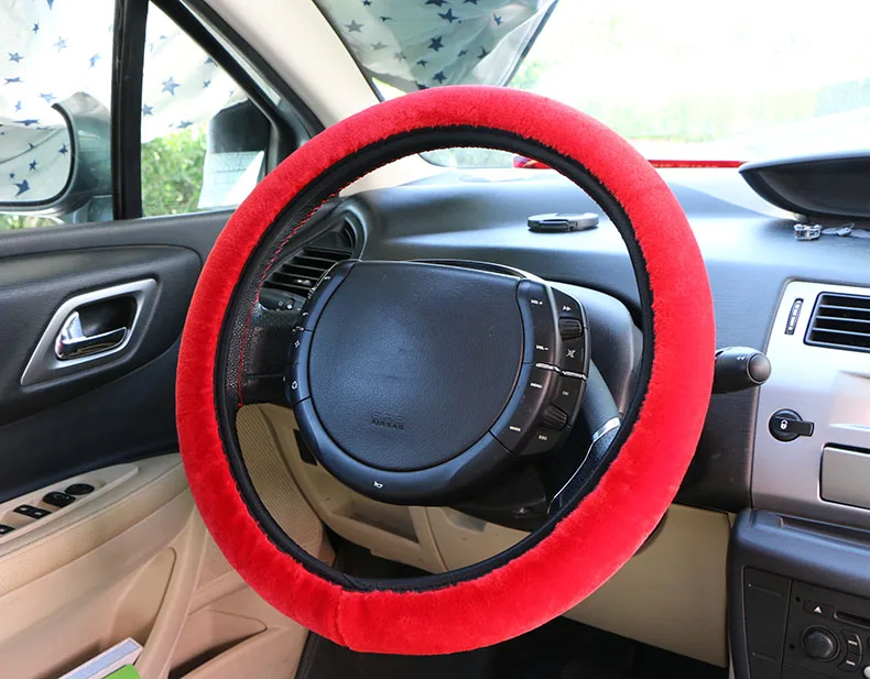 Уплотненный автомобильный Меховой чехол на руль, универсальный/O SHI Car, мягкий теплый плюшевый зимний чехол на руль