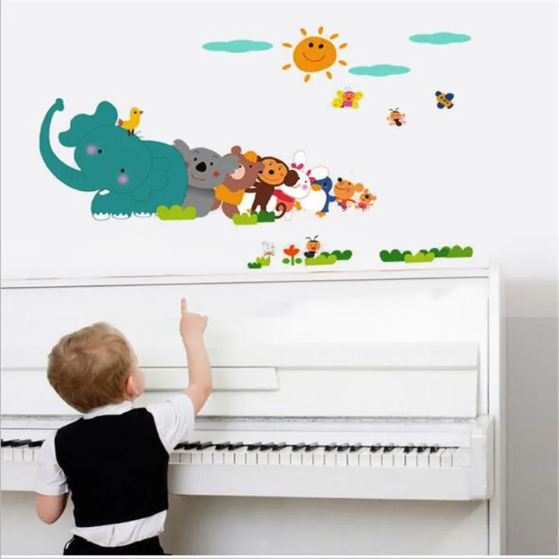 1 шт. наклейка на стену в виде слона обезьяны кролика животного|Наклейки стену| |