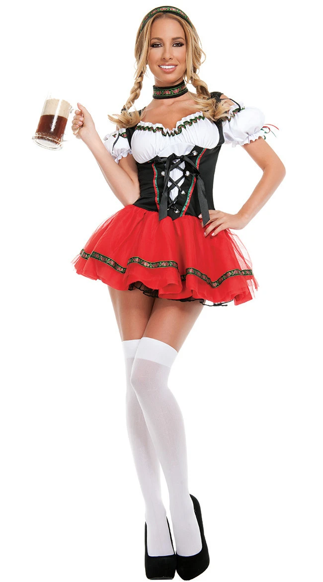 

Adult Women German Bavaria Oktoberfest Costume Sexy Beer Girl Dirndl Bar Wench Maid Outfit Fantasia Party Uniform