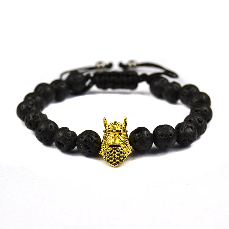 Плетеный макраме браслет для мужчин из лавового камня Pulseira Masculina ювелирные