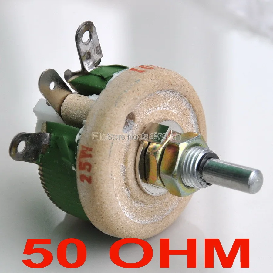 

25W 50 OHM High Power Wirewound Potentiometer, Rheostat, Variable Resistor, 25 Watts.