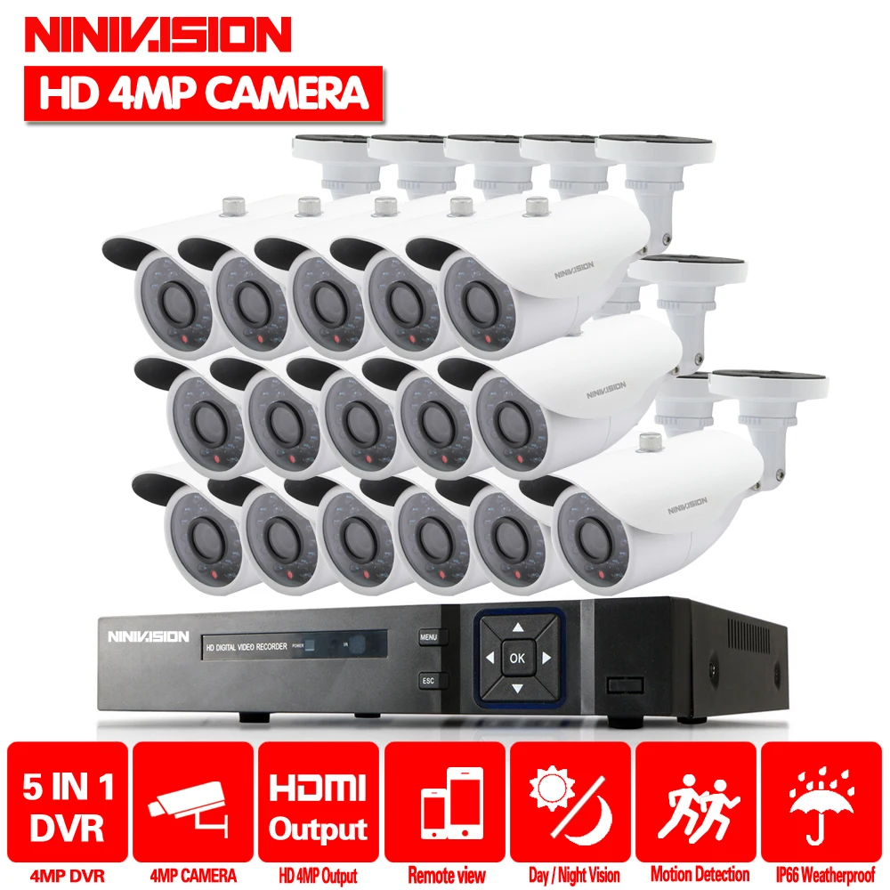Домашняя система видеонаблюдения 16 каналов 4 МП наружная камера CCTV DVR комплект
