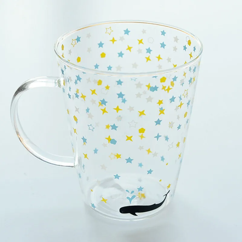 Star Sky Whale 320ml Kawaii бабочка кролик чайная кружка милый кролик стеклянная кофейная кружка термостойкая кофейная чашка Zakka чайная чашка 370 мл пивная кружка Прямая поставка - Цвет: Star Sky Whale 320ml