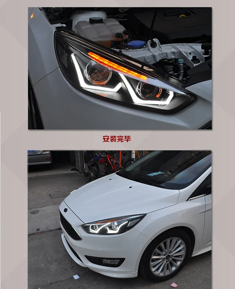 Автомобильный Стайлинг головная лампа для Ford Focus MK3 головной светильник s- светодиодный головной светильник DRL Дневной ходовой светильник Bi-Xenon HID аксессуары