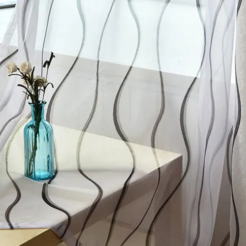 tulle curtain {Byetee} занавески с принтом в полоску для гостиной, занавески для двери, занавески для кухни, занавески, современные шторы для спальни - Цвет: tulle curtain