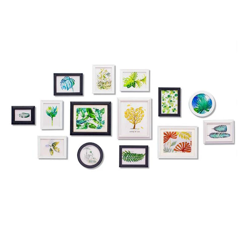 

Europe Style 14 pcs/set White Wood Photo Frame Art Home Decor Frame Set Creative Combination Wall Photo Picture Frame Set