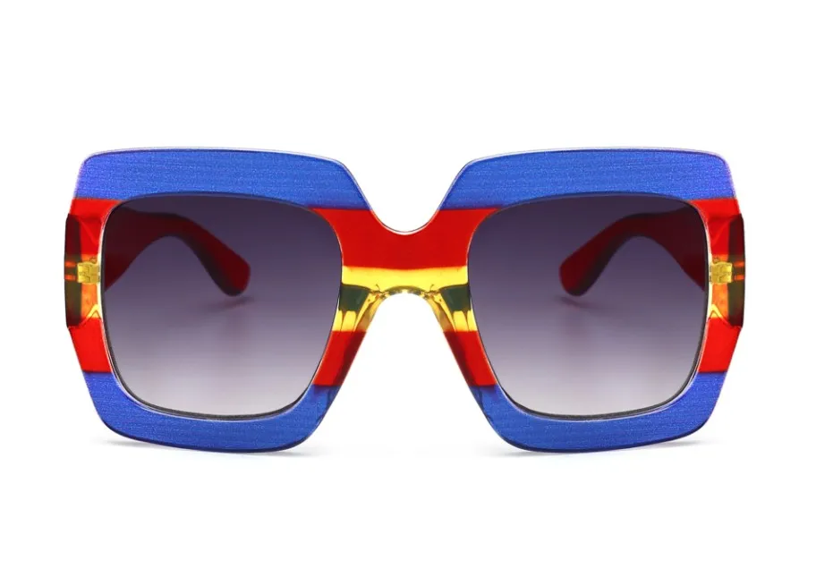 C1 gray blue red Три цвета, женские очки от солнца, очки с квадратной оправой UV400, модные брендовые очки 45406 - Цвет линз: C1 gray blue red