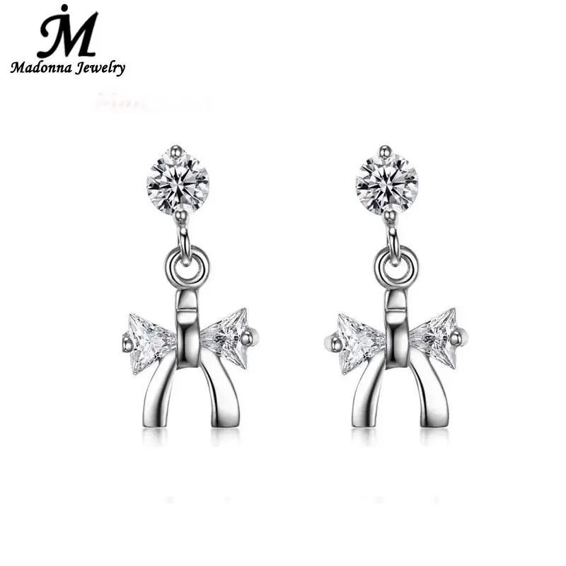 Женские посеребренные серьги-гвоздики с бантом Y | Украшения и аксессуары