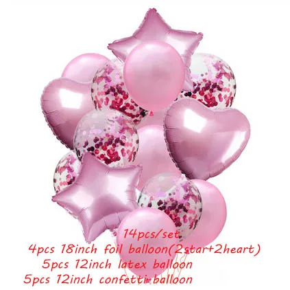 pink 14 шт мульти воздушный шар "Конфетти" с днем рождения, розовое золото, Гелиевый шар, воздушные шары, украшения, свадебные праздничные вечерние принадлежности - Цвет: pink