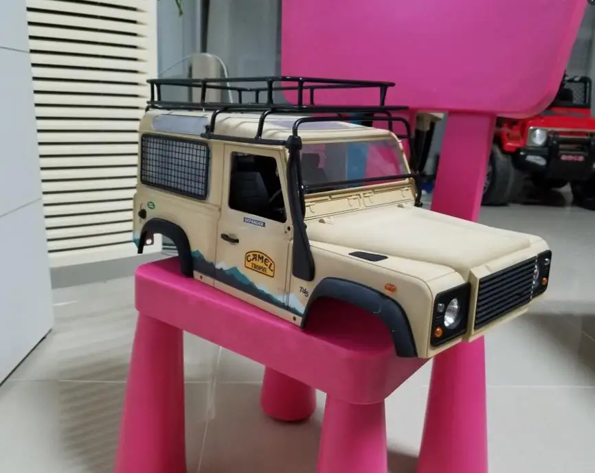RC Рок Гусеничный металлический багажник на крышу с светильник для Laander Rover Defender D90