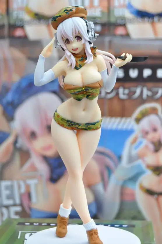 Японская оригинальная аниме-фигурка super sonico mini militery форма ver Коллекционная модель