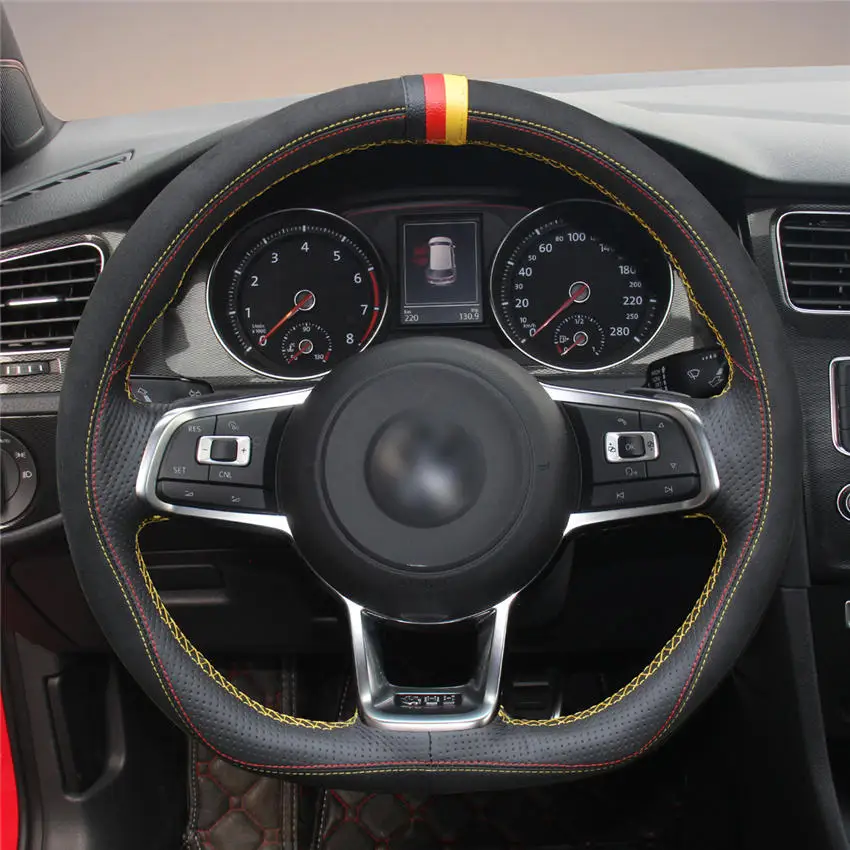 MEWANT черный замшевый DIY ручной шитье чехол рулевого колеса автомобиля для Volkswagen VW Golf 7 GTI Golf R MK7 VW Polo GTI Scirocco - Название цвета: Style-03