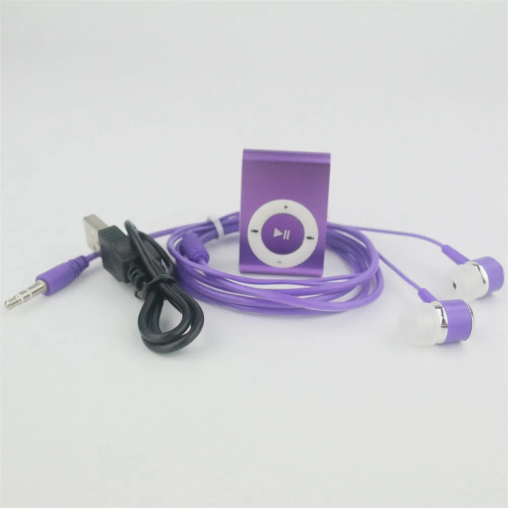 B PURPLE HAMNOL мини mp3-плеер MP3 клип Поддержка Micro SD карты MP3+ стерео наушники гарнитура+ usb зарядный кабель горячая распродажа - Цвет: B PURPLE