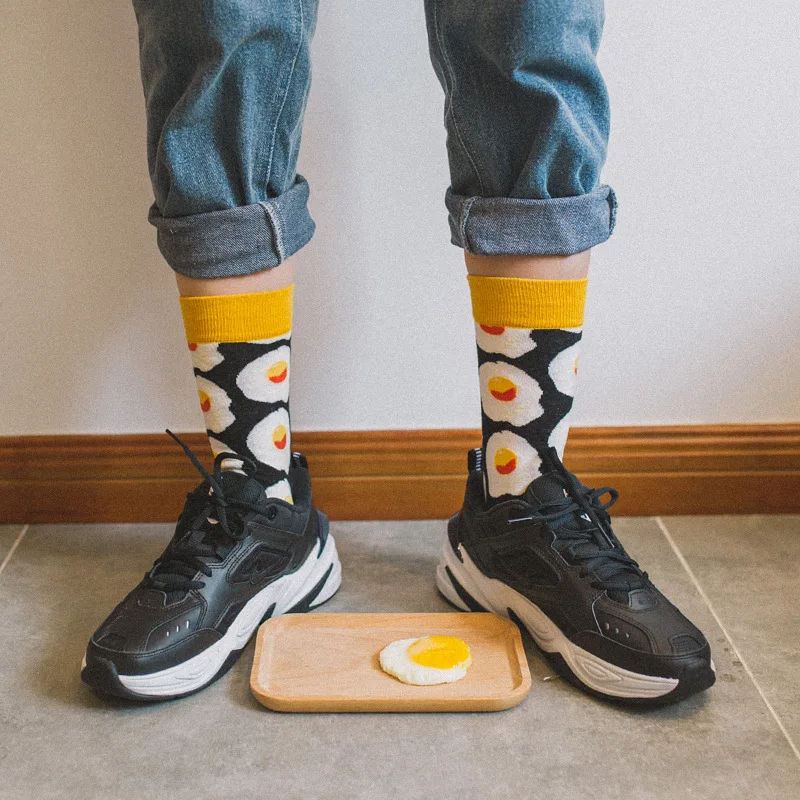 

2019 new dessert avocado poached egg burger sushi apple food series gift creative pattern cotton ladies socks tide socks couple