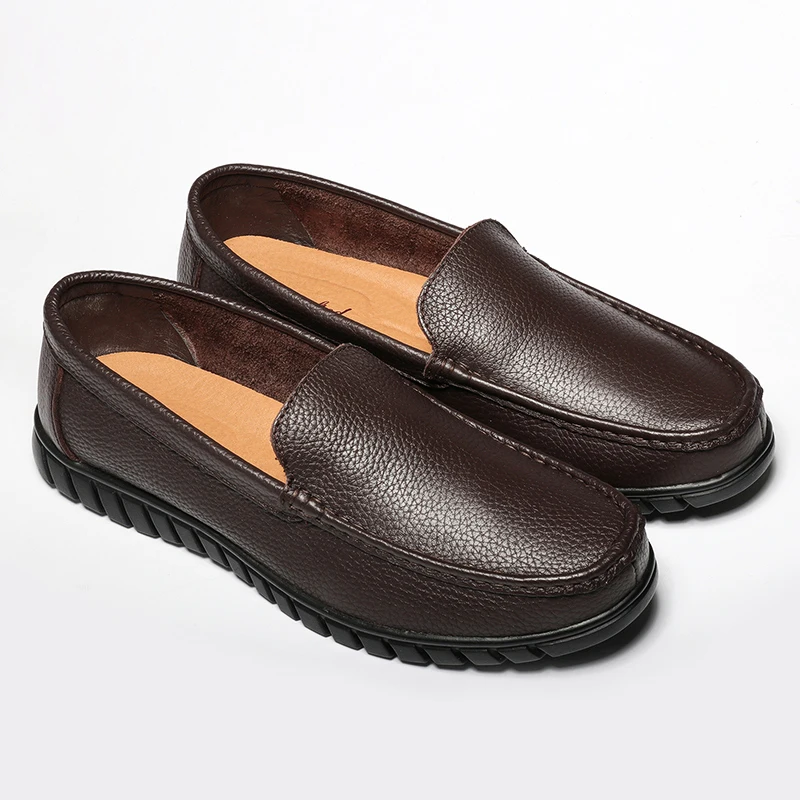 Мужские лоферы из натуральной кожи с натуральным лицевым покрытием мужские на