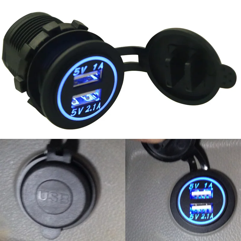 

Waterproof Vehicle Car Charger Adapter DC 12V-32V USB Car Dual USB Charger 2 Port Power Socket 5V 2.1A/1A for iPhone for iPad