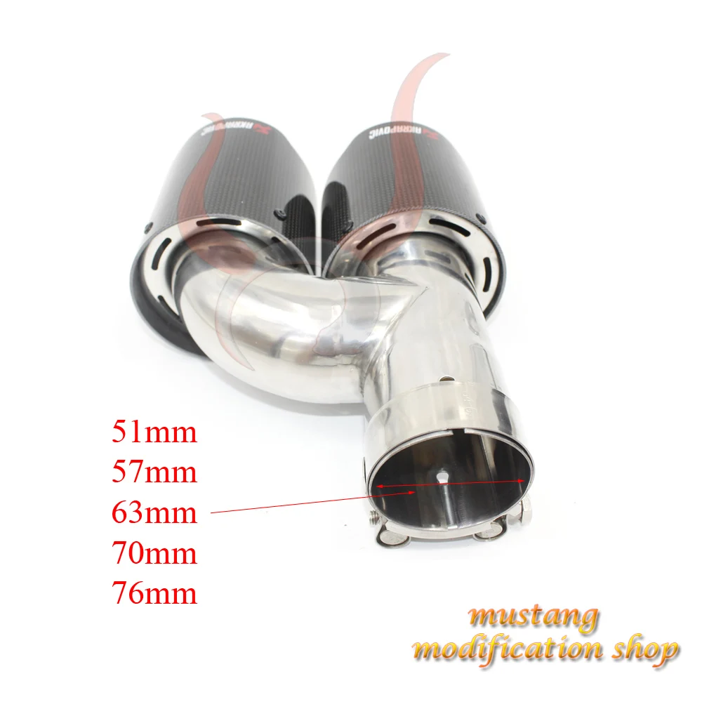 Правый akrapovic карбоновое волокно глушитель выхлоп выхлопное сопло автомобиль exhause h-shaped прямая плотная ткань глянцевая поверхность