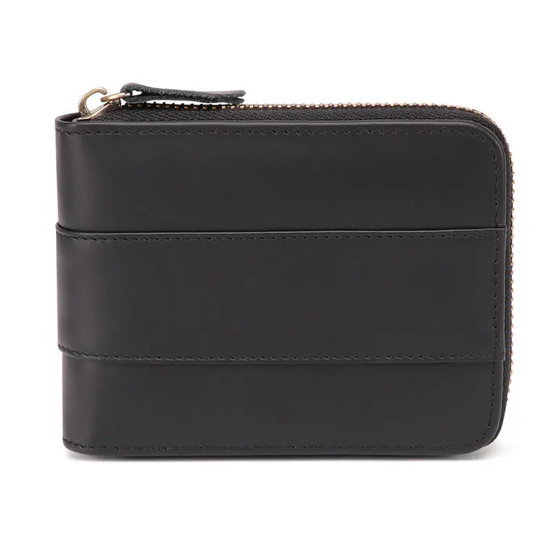 Black Men Wallet GENODERN из натуральной кожи Для мужчин кошелек с держатель для карт Монета Сумка Винтаж молния мужской кошелек в ретро-стиле для Для мужчин с подарочной упаковкой - Цвет: Black Men Wallet