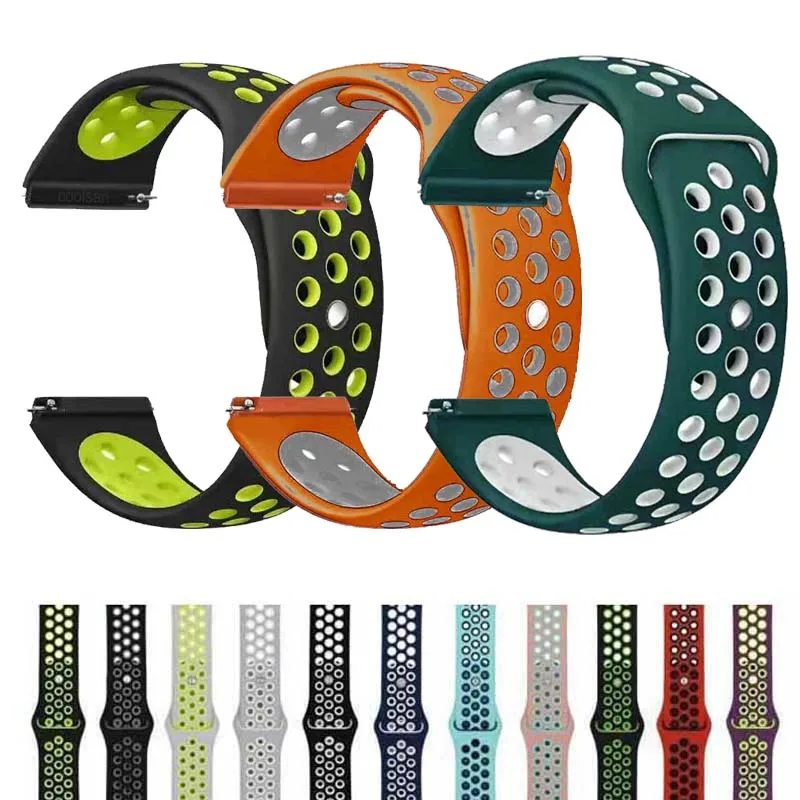 22 мм силиконовый спортивный ремешок для samsung Galaxy Watch 46 мм SM-R800NZSAXAR 20 мм Amazfit ремешок Bip для Galxy Watch 42 мм браслет