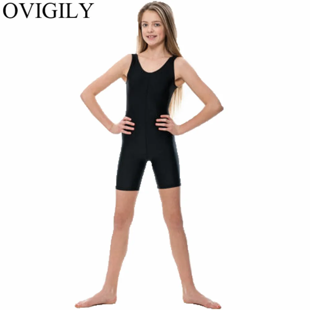 Женский гимнастический костюм OVIGILY черный короткий купальник из спандекса и