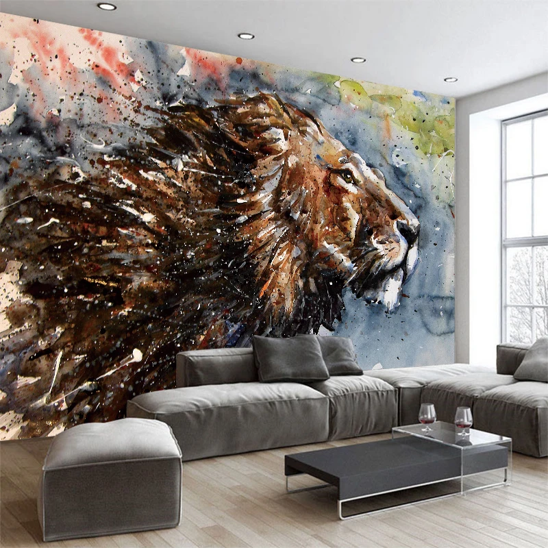 Пользовательские фото Paintting обои Холст Современные животные Лев стены гостиной