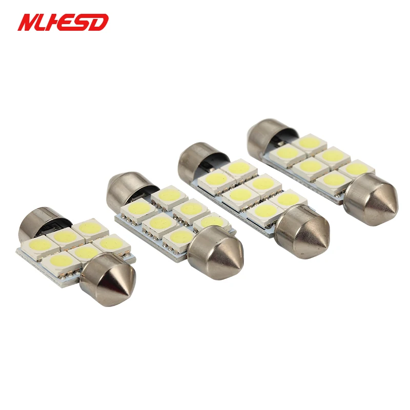 10 шт. белый светодиод для автомобиля 31 мм 36 39 41 C5w 5050 6smd dc 12 В гирлянда салона