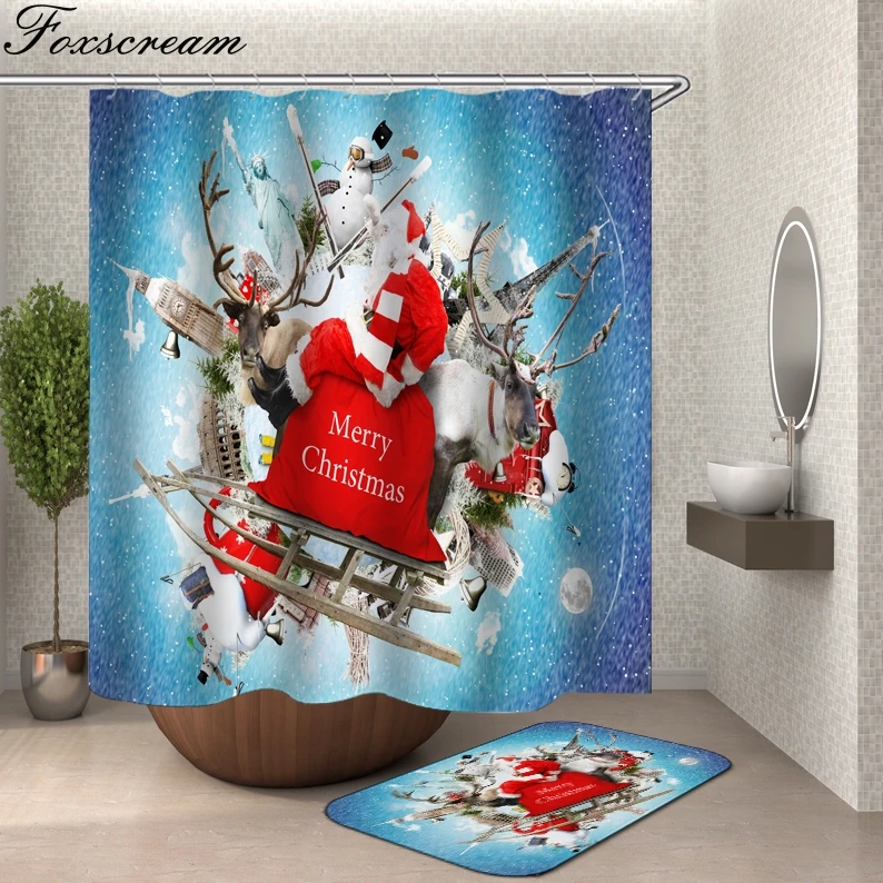 Занавеска для душа Merry Christimas ткань 3d занавеска в ванную комнату s ванны