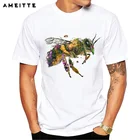 Футболка с изображением медовой пчелы AMEITTE, Мужская хипстерская футболка с изображением животных, летняя удобная мягкая футболка с коротким рукавом, 2019