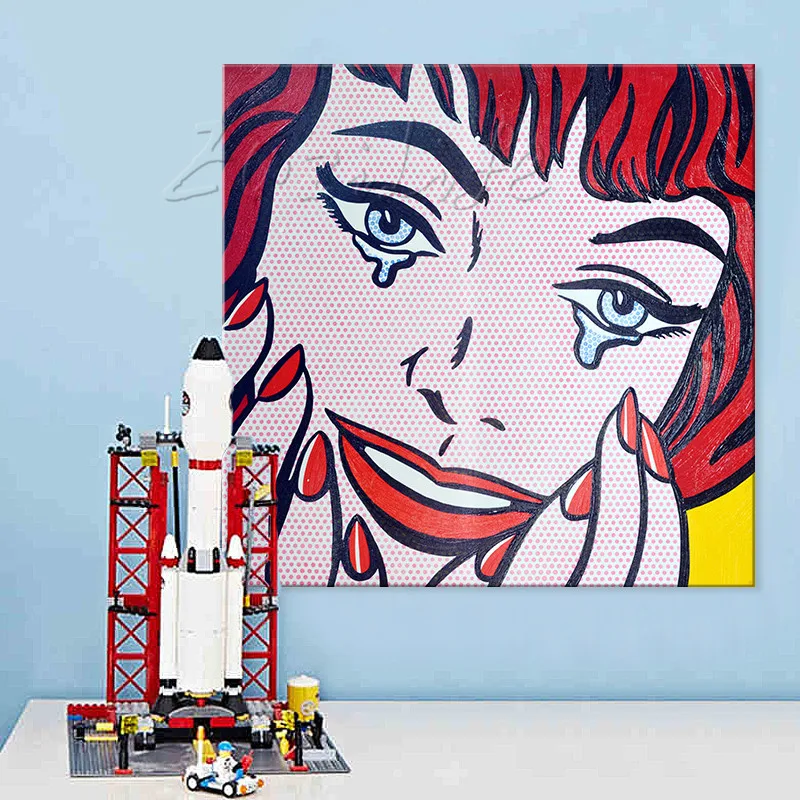 Kopen Lichtenstein Pop Art Cartoon Olieverfschilderij Handgeschilderde Muur Foto Voor Woonkamer Andy Warhol Thuis Decor 1