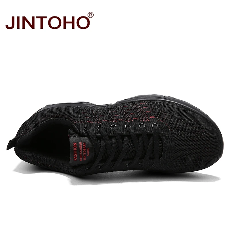 JINTOHO спортивная обувь для мужчин дышащие черные кроссовки для мужчин дешевая мужская спортивная обувь уличная прогулочная обувь мужские кроссовки