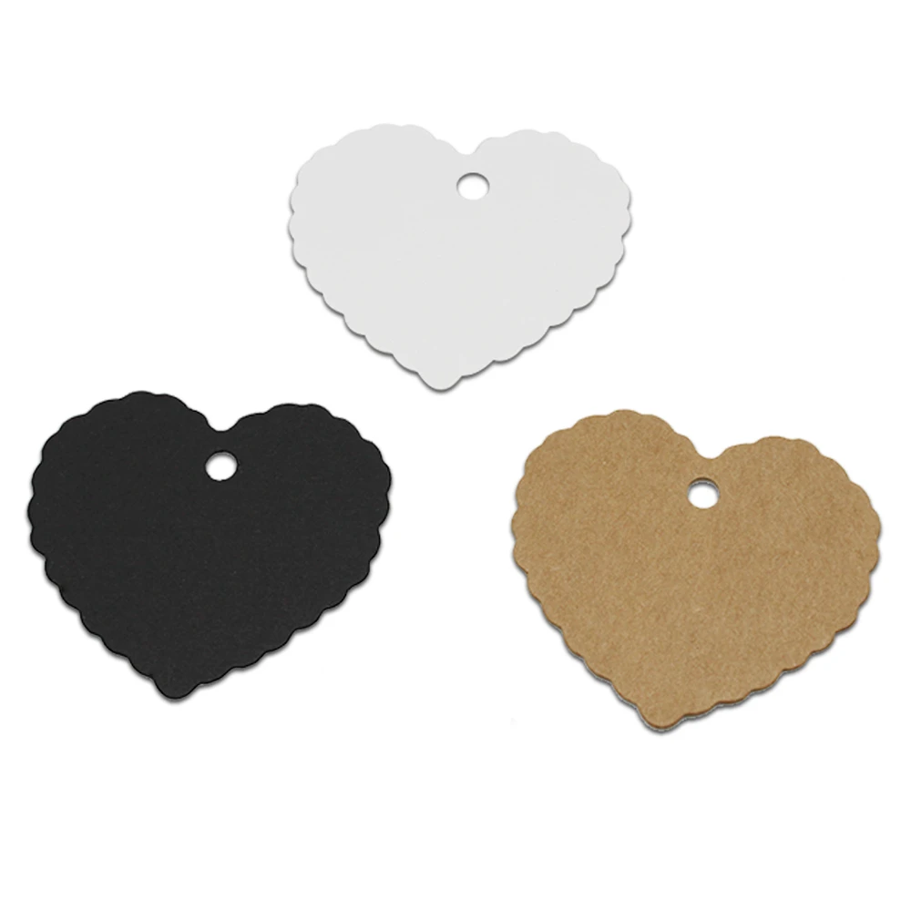 

Newly Thick 6*5.5cm 200Pcs/ Lot Retro Kraft Paper Heart Shape Hang Tags Paper Cards DIY Party Gift Cards Blank Tag Label