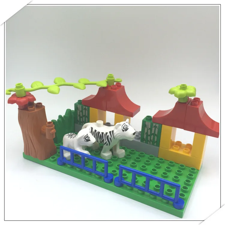 2 комплекта большой размер большие кирпичи Happy Farm Happy Zoo животные строительные блоки совместим с Duplo Фигурки игрушки для детей подарок